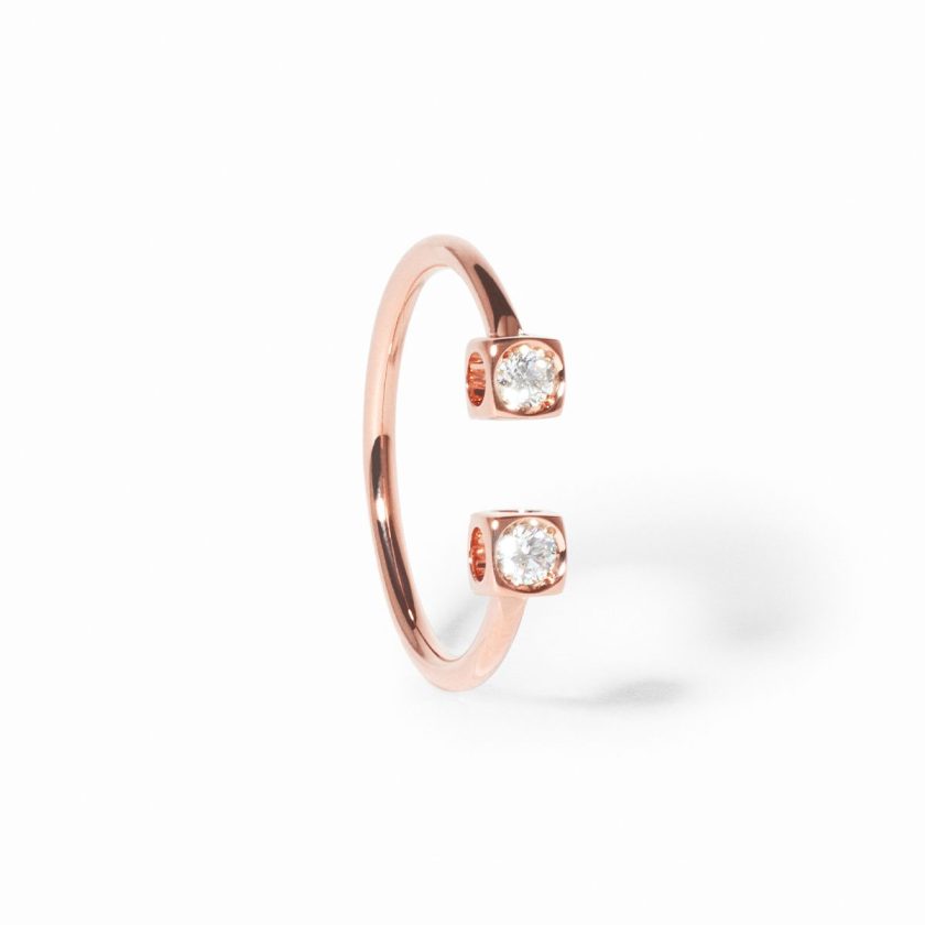 Anillo Dinh Van Le Cube Diamant Oro Rosa