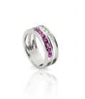 W-LINES RED&WHITE RING IN WHITE GOLD, DIAMONDS AND RUBIES-001