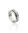 WESSELTON RING W-LINES BLACK&WHITE, WHITE GOLD AND DIAMONDS-001