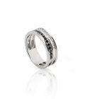 BAGUE W-LINES BLACK&WHITE, OR BLANC ET DIAMANTS-001