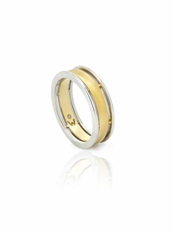 BAGUE W-LINES EN OR BLANC ET JAUNE