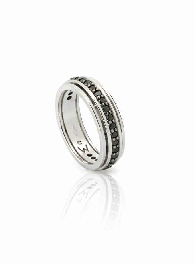 ETERNITY BAND W-LINES BLACK WHITE GOLD AND BLACK WHITE