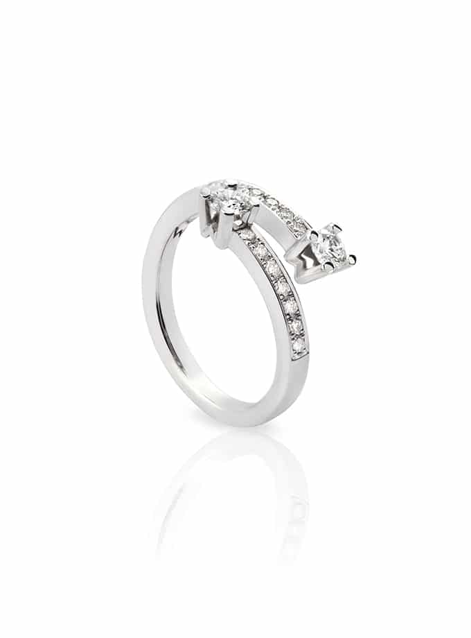 WESSELTON W COLLECTION TWO ARM PAVE RING W WHITE GOLD AND DIAMOND-001
