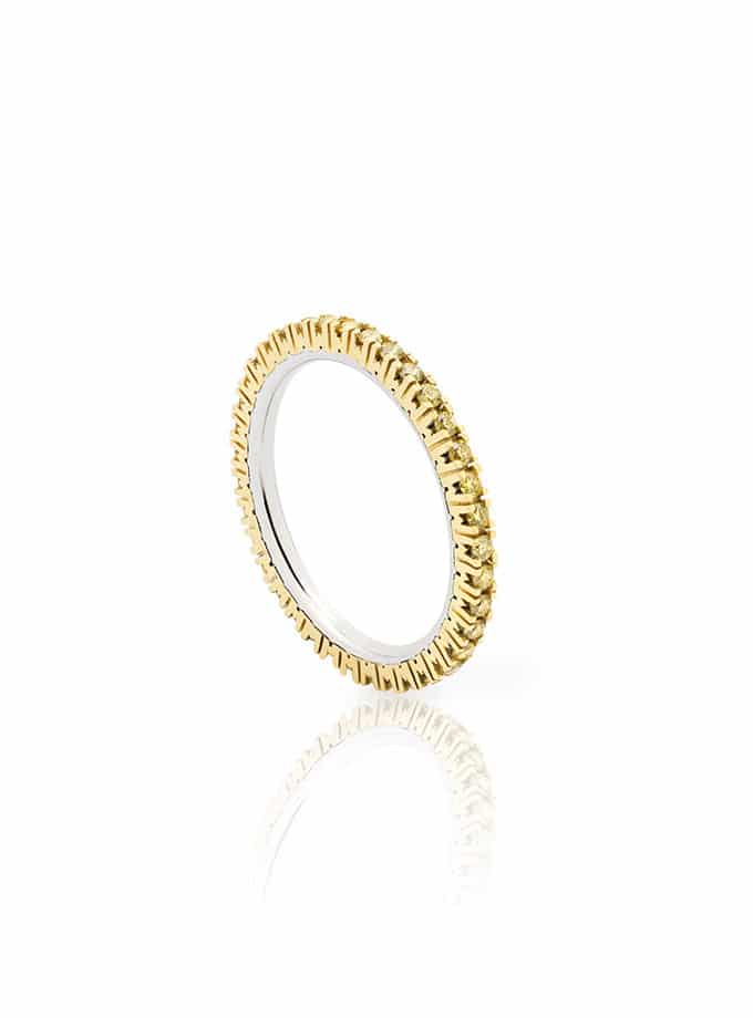 WESSELTON DIAMOND BAND RING IN YELLOW AND WHITE GOLD WITH DIAMONDS-001