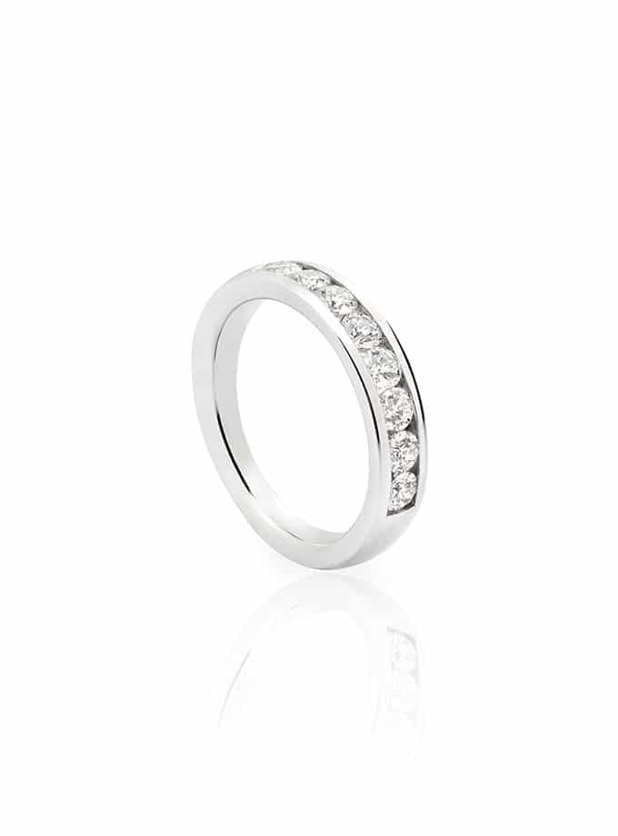 WESSELTON HALF BAND RING - WHITE GOLD WITH DIAMONDS-001