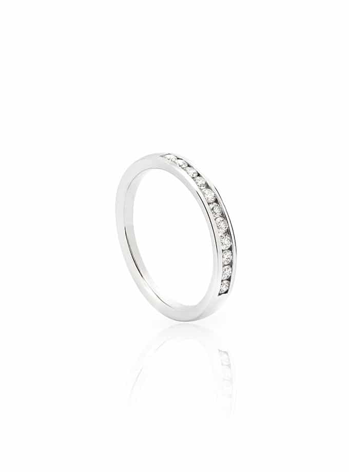 WESSELTON HALF BAND RING - WHITE GOLD WITH DIAMONDS-001