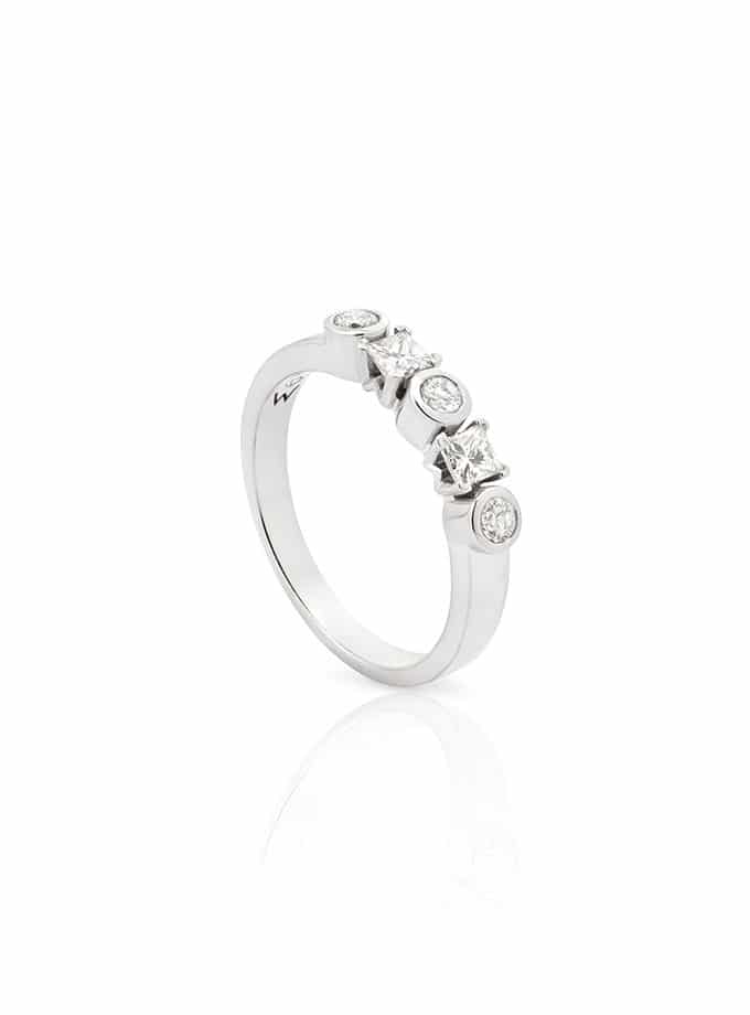 WESSELTON HALF BAND RING - WHITE GOLD WITH DIAMONDS-001