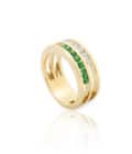 WESSELTON RING W-LINES COLLECTION WHITE&GREEN, YELLOW GOLD AND DIAMONDS-001