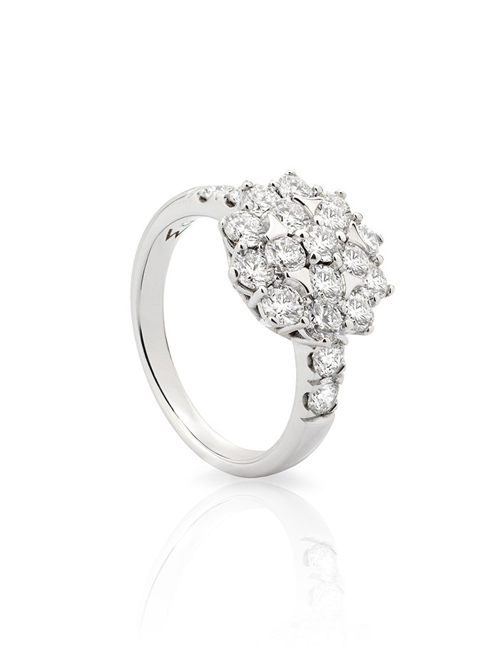 BAGUE ROSETTE WESSELTON W COLLECTION OR BLANC ET DIAMANT-001