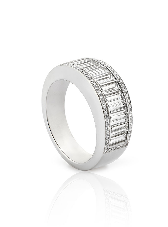 WESSELTON HALF BAND RING - WHITE GOLD WITH DIAMONDS-001