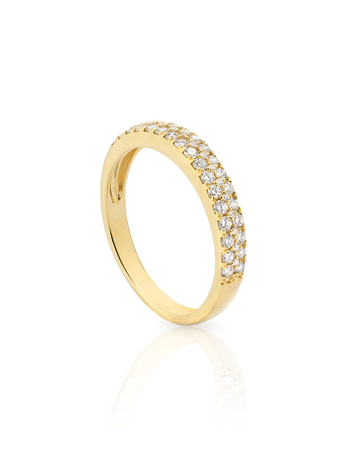 YELLOW GOLD AND DIAMOND HALF WEDDING BAND RING-001