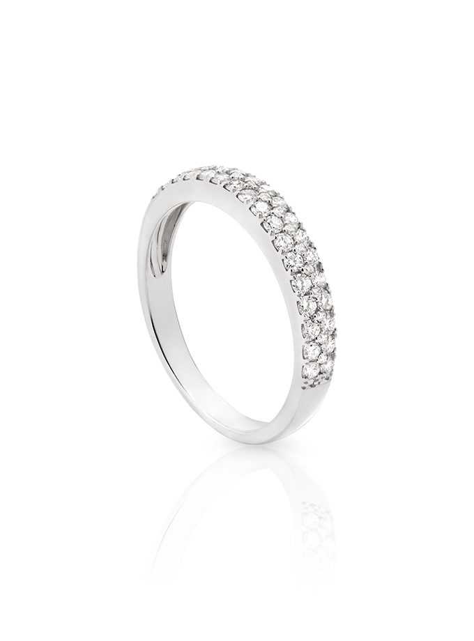 WHITE GOLD AND DIAMOND HALF WEDDING BAND RING-001