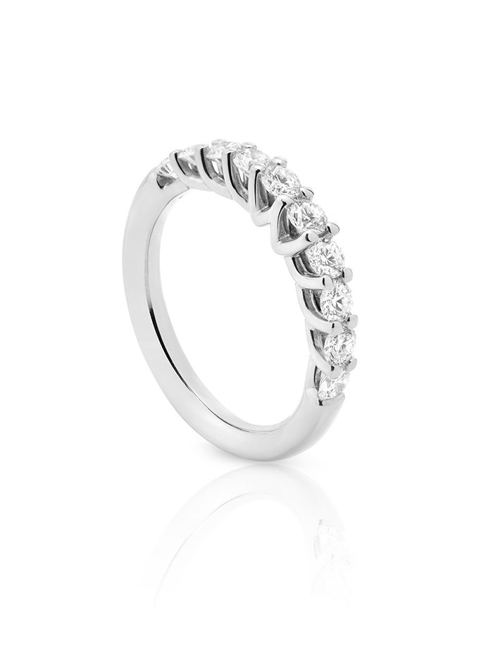 WESSELTON HALF BAND RING - WHITE GOLD WITH DIAMONDS-001