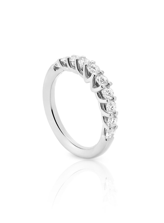 WESSELTON HALF BAND RING - WHITE GOLD WITH DIAMONDS-001