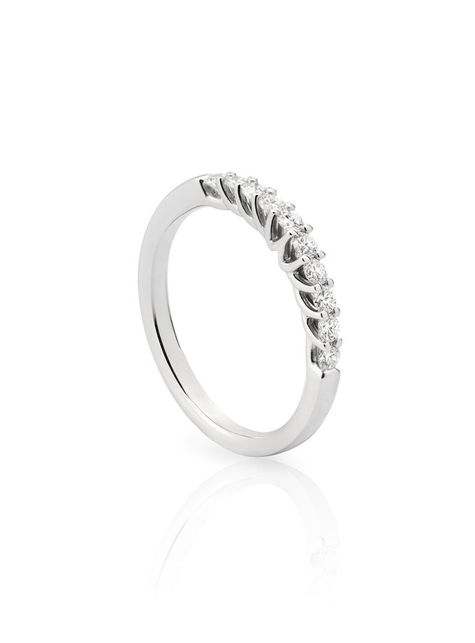 WESSELTON HALF BAND RING - WHITE GOLD WITH DIAMONDS-001