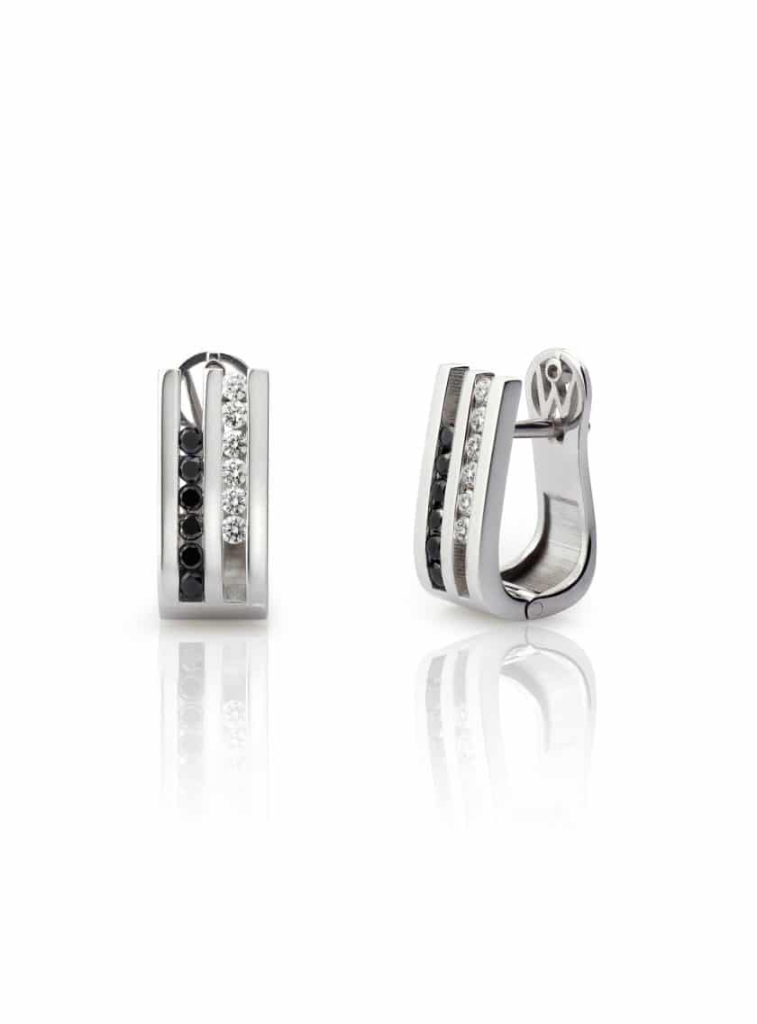 ATELIER DE WESSELTON ÀURIA COLLECTION EARRINGS IN  WHITE GOLD WITH BLACK AND WHITE DIAMONDS-001
