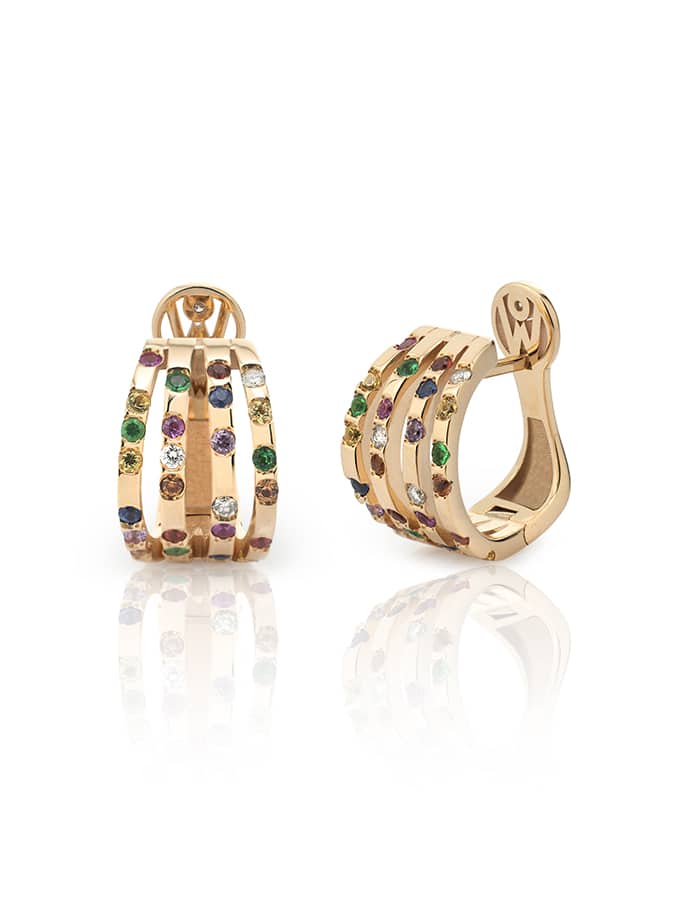 ATELIER DE WESSELTON EARRINGS ÀURIA COLLECTION IN  ROSE GOLD WITH DIAMONDS AND COLOURED GEMS-001