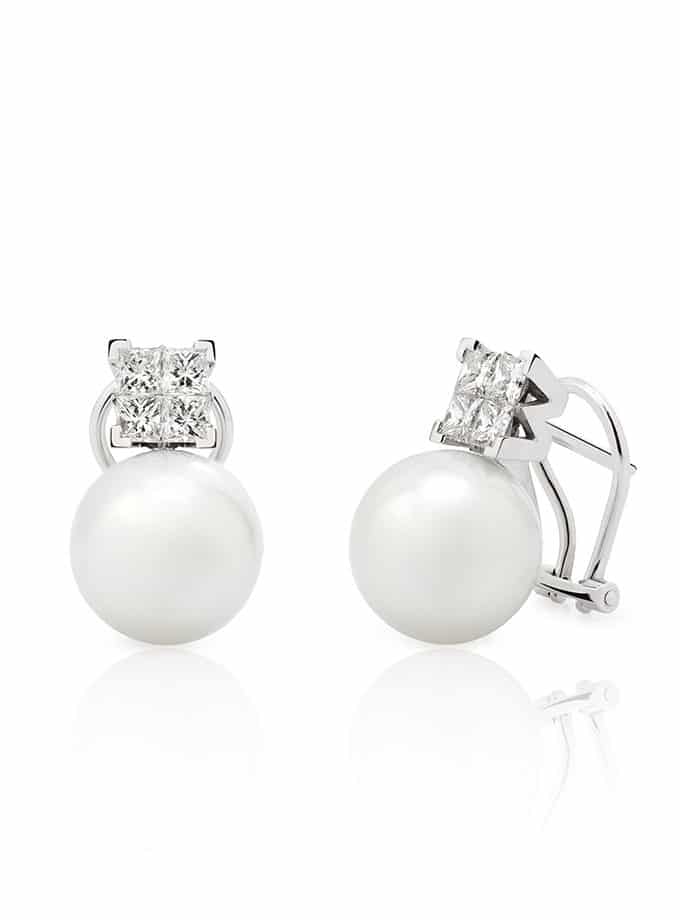 ATELIER DE WESSELTON ESSENCE COLLECTION EARRINGS IN WHITE GOLD, DIAMOND AND PEARL-001