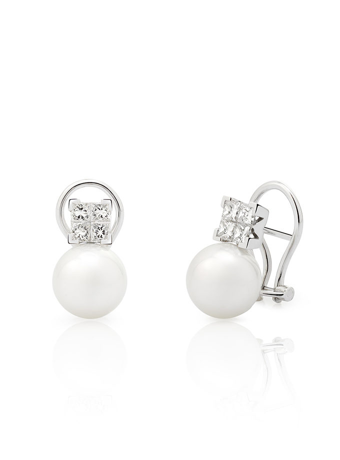 ATELIER DE WESSELTON ESSENCE COLLECTION EARRINGS IN WHITE GOLD, DIAMOND AND PEARL-001
