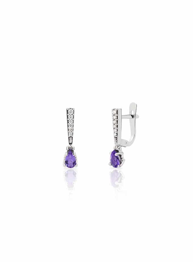 ATELIER DE WESSELTON ESSENCE COLLECTION EARRINGS IN WHITE GOLD, AMETHYST AND DIAMOND-001