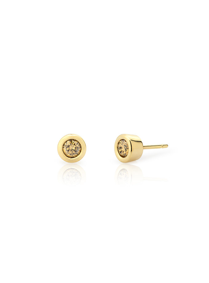 ATELIER DE WESSELTON ESSENCE COLLECTION EARRINGS YELLOW GOLD AND BROWN DIAMONDS-001