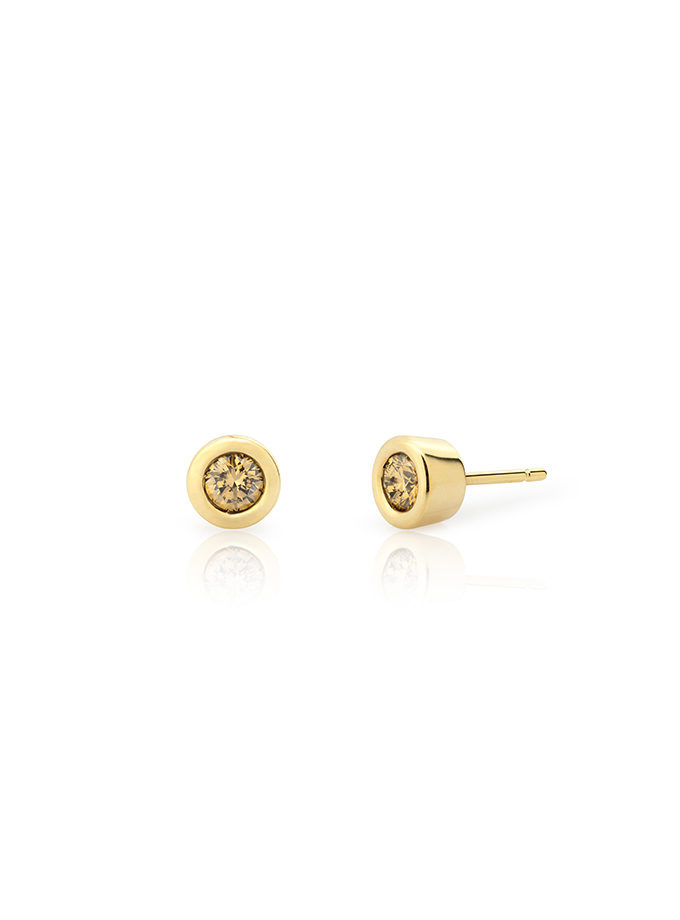 BOUCLES D'OREILLES ATELIER DE WESSELTON ESSENCE COLLECTION OR JAUNE ET DIAMANTS BROWN-001