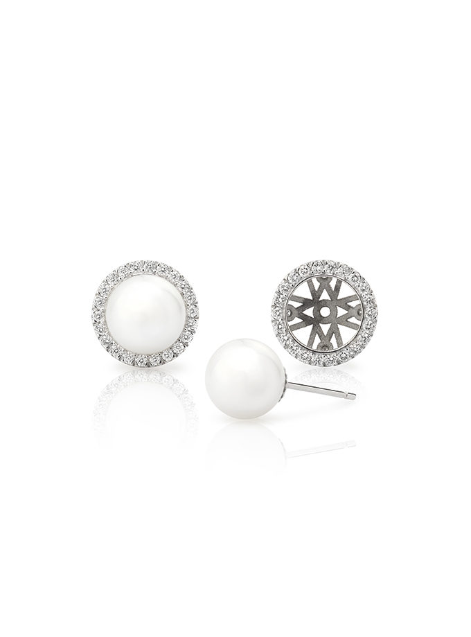 BOUCLES D'OREILLES ATELIER DE WESSELTON ESSENCE COLLECTION OR BLANC PERLES ET DIAMANT-001