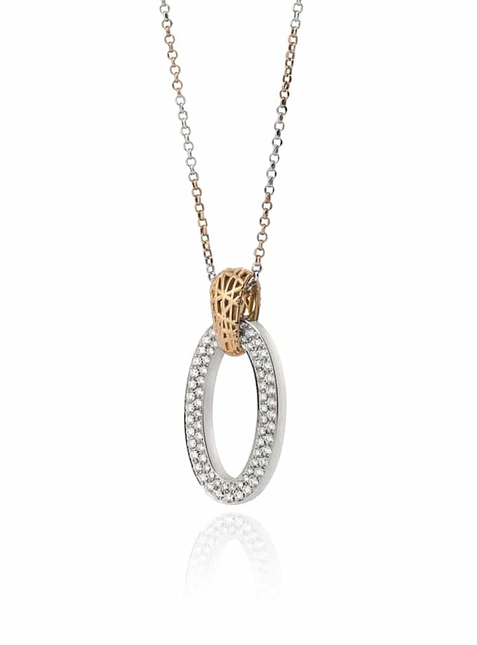ATELIER DE WESSELTON GEA COLLECTION PENDANT WHITE AND ROSE GOLD WITH DIAMONDS-001