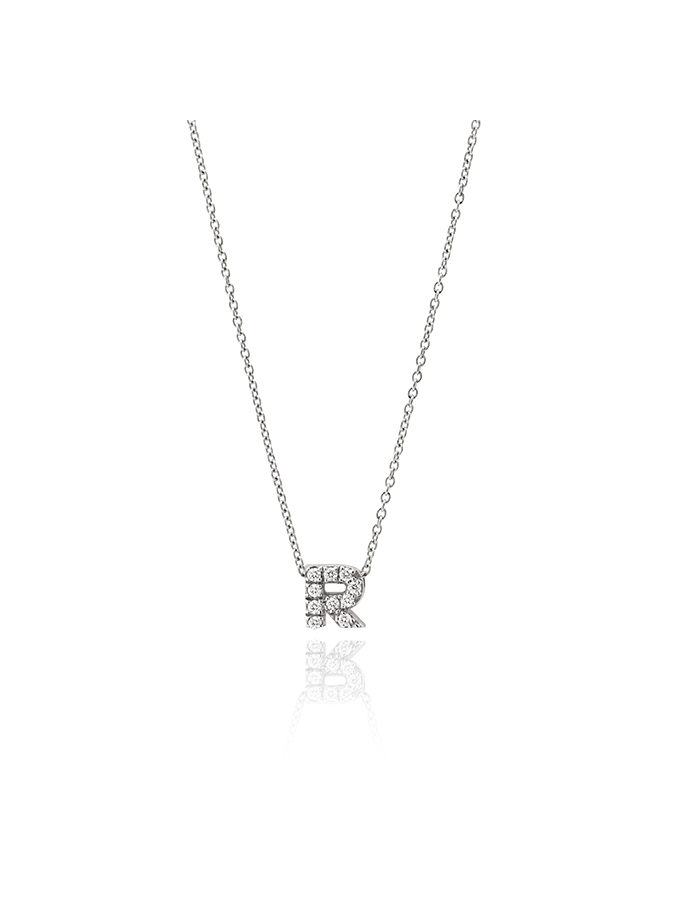 WESSELTON SELECTION R PENDANT IN WHITE GOLD WITH DIAMONDS-001