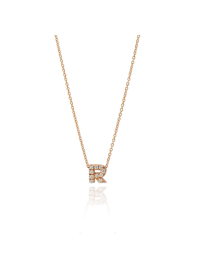 WESSELTON SELECTION R PENDANT IN ROSE GOLD WITH DIAMONDS-001