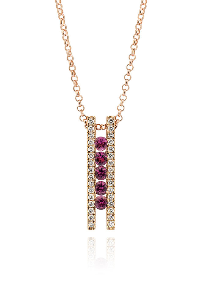 PENDENTIF ATELIER DE WESSELTON ESSENCE COLLECTION EN OR ROSE AVEC TOURMALINE ROSE ET DIAMANT-001