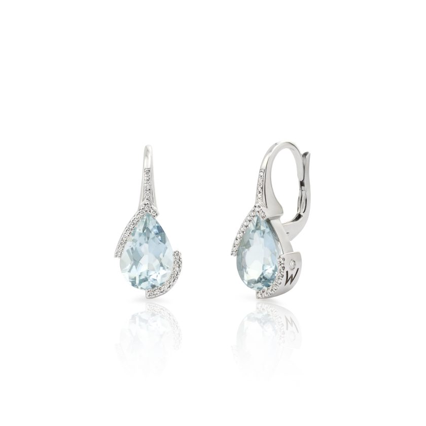 Aquamarine Earrings with Diamonds