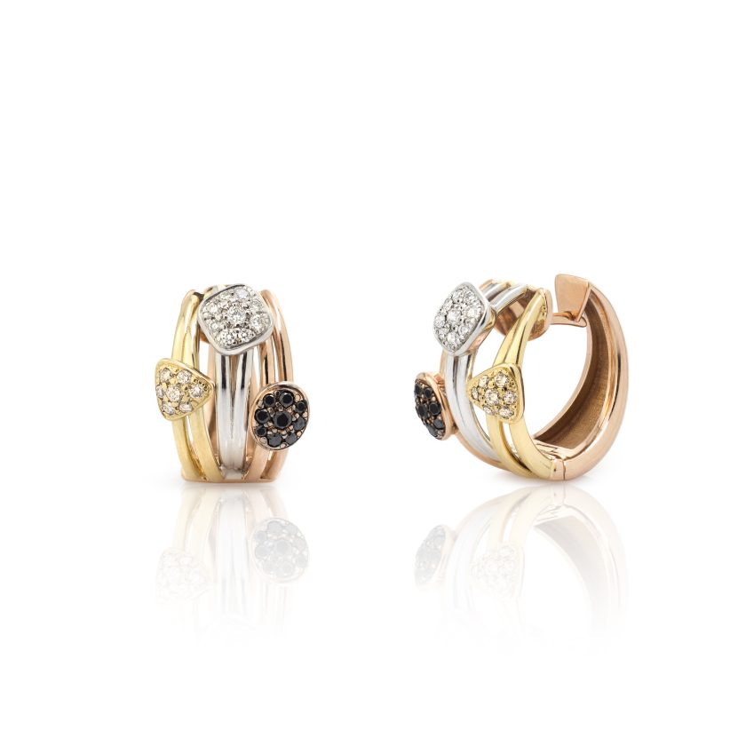 Boucles d'oreilles diamants tricolores
