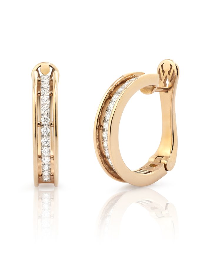 pendientes de aro de oro rosa y diamantes Lovely Lines WESSELTON