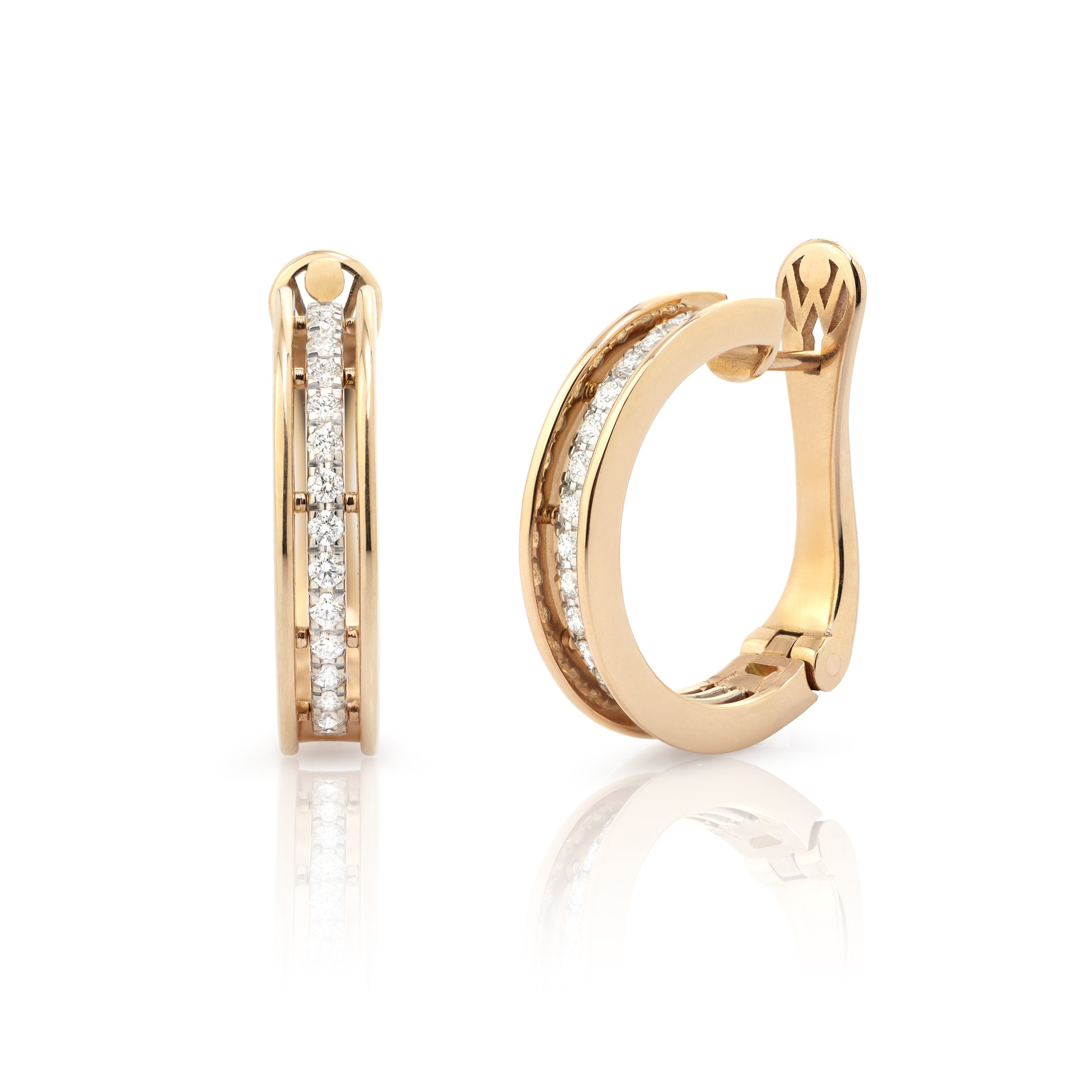 W_LI-CRI-BI 3 pendientes de aro de oro rosa y diamantes Lovely Lines WESSELTON