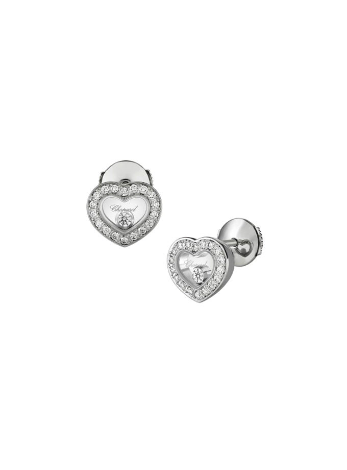 BOUCLES D'OREILLES CHOPARD - HAPPY DIAMONDS ICONS - OR BLANC, DIAMANTS