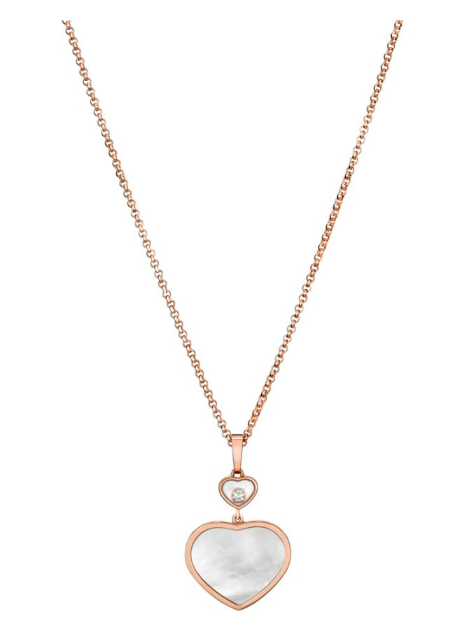 COLLIER CHOPARD - HAPPY HEARTS - OR ROSE, DIAMANT, NACRE